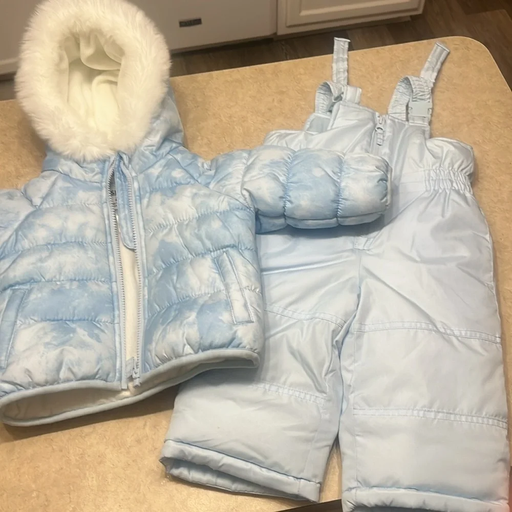 Osh Kosh Girls' Ski Jacket and Snowbib Snowsuit Outfit Set winter coat size 12M